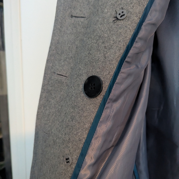 Calvin Klein Women's Charcoal Short Trench Coat. Wool Blend - Picture 8 of 10